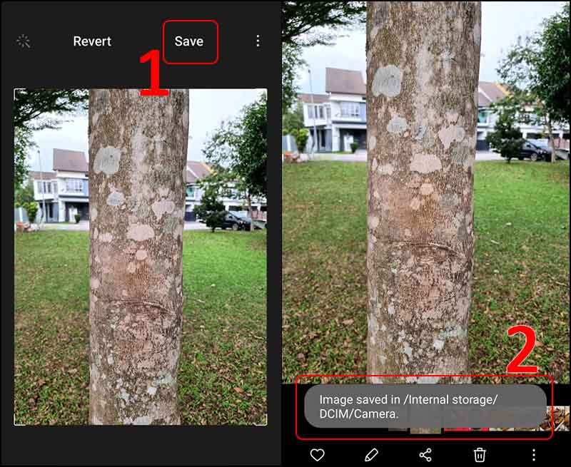 Chọn Save > Khi m&agrave;n h&igrave;nh b&aacute;o như h&igrave;nh (2) tức ảnh đ&atilde; được lưu.